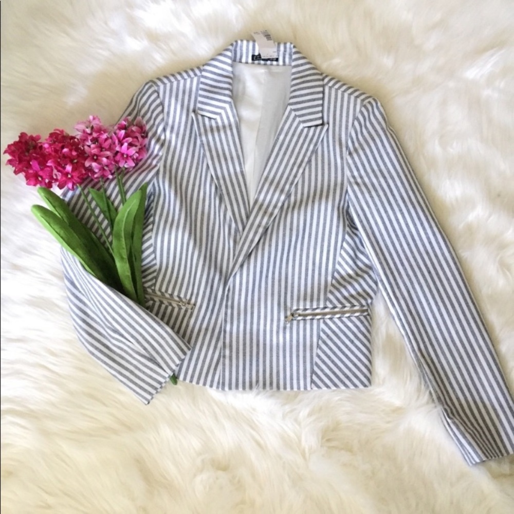 NWOT Express White/ Blue striped blazer